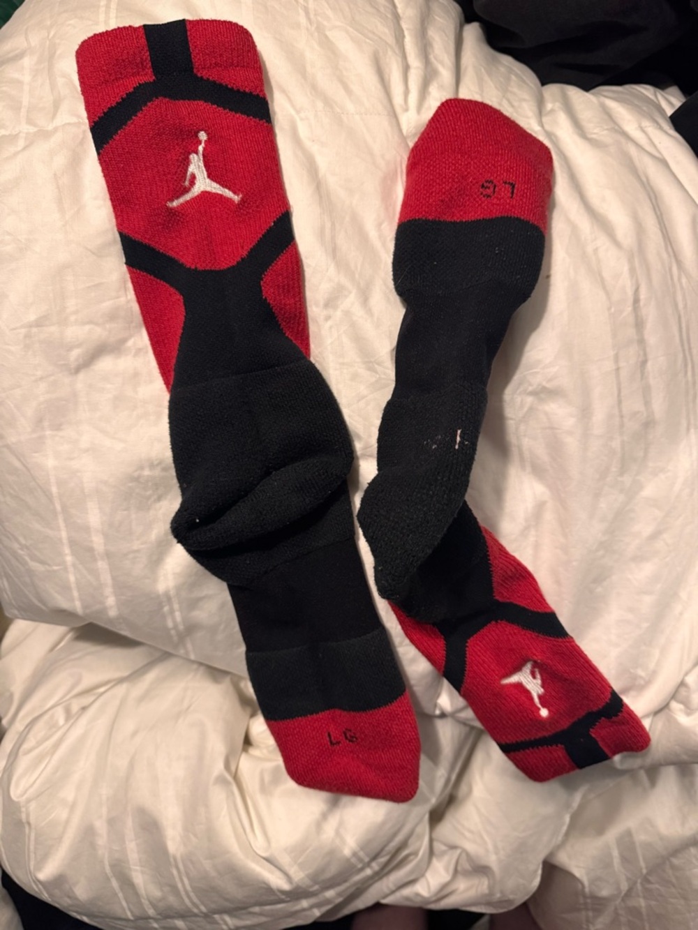 Jordan Red and Black Athletic Crew Socks with Jumpman Logo